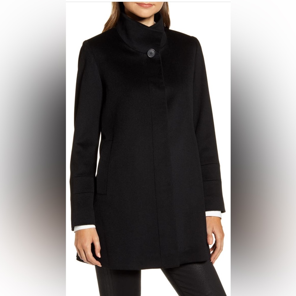 Fleurette Black Car Coat size 2 NWT